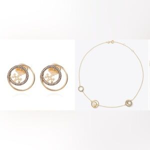 Tory Burch Miller Rings Logo  Necklace and Earrings Set new
